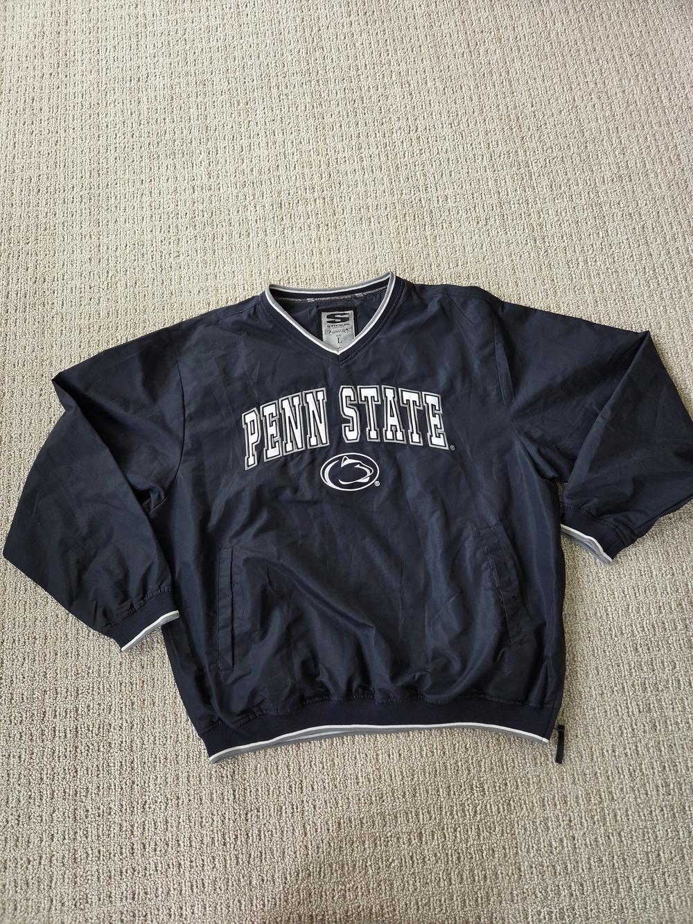 Penn State Vintage Stadium Athletics Navy and White V-Neck Pullover